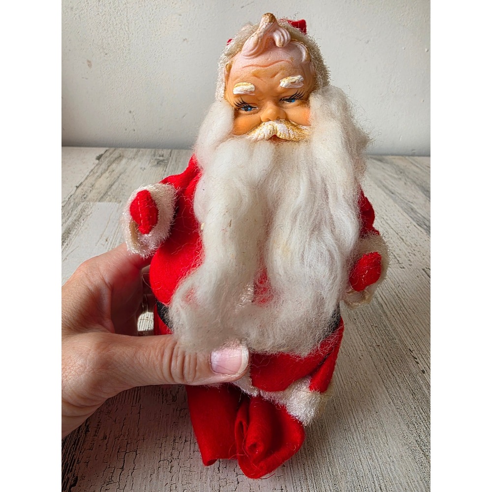 Vintage plush felt Santa AS IS Xmas tree statue